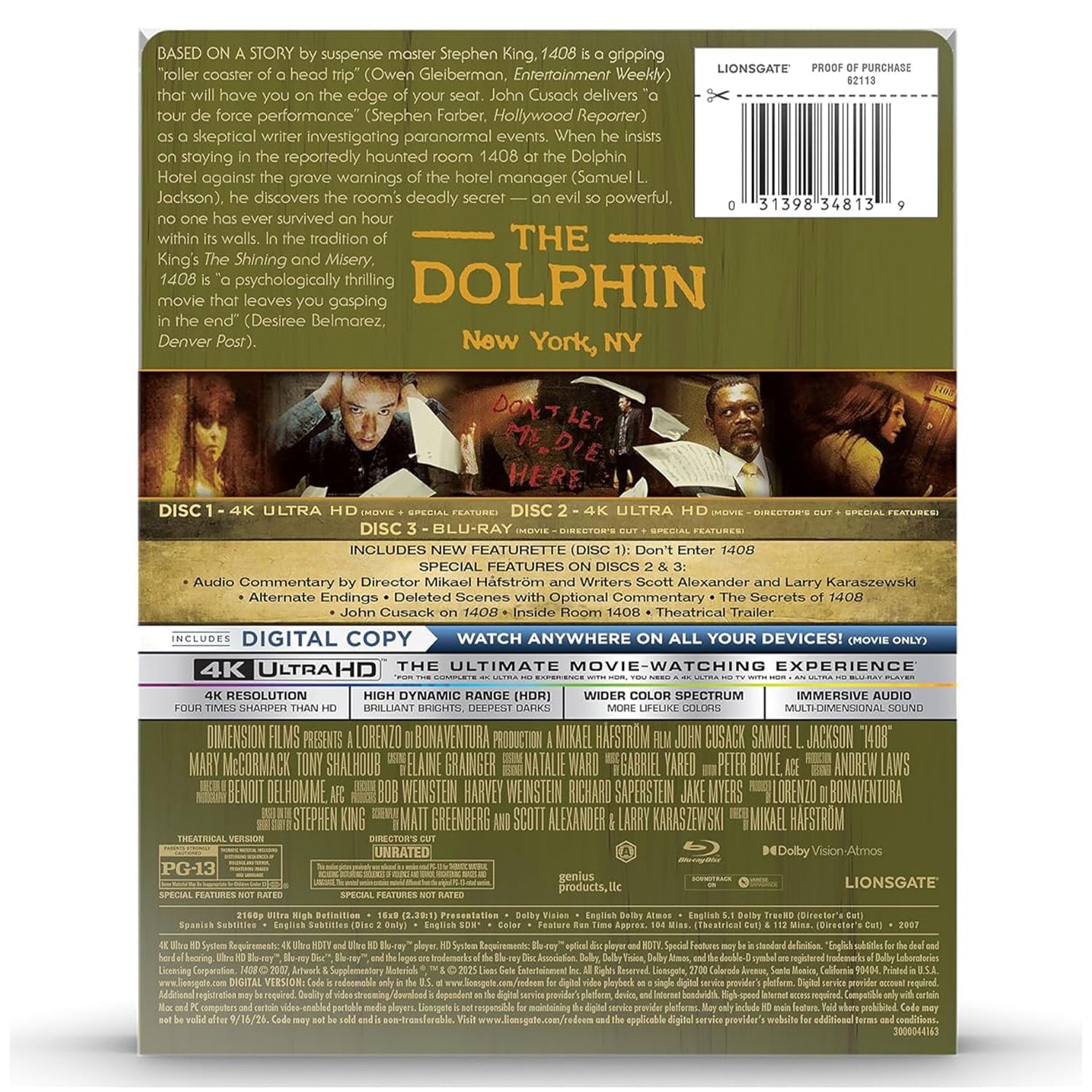 1408 (2007) (англ. язык) (4K UHD + 2 Blu-ray) Steelbook