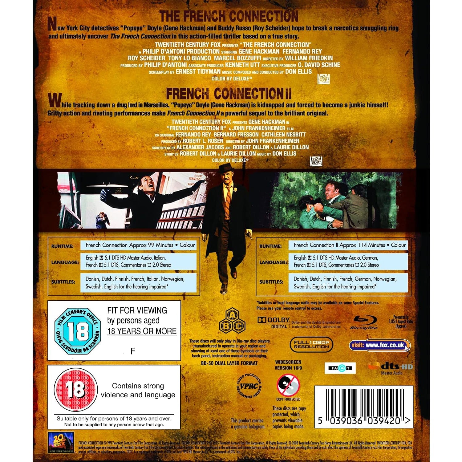 Французский связной 1-2 (1971-1975) (англ. язык) (3 Blu-ray)