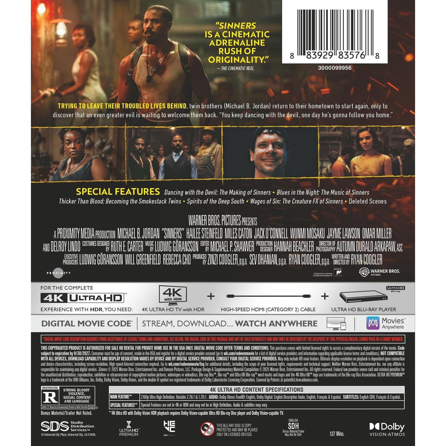 Грешники (2025) (англ. язык) (4K UHD Blu-ray)