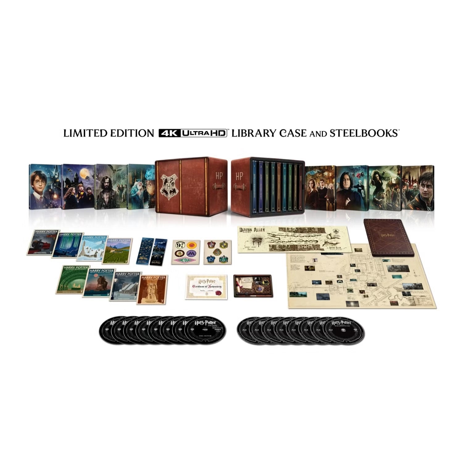 Harry Potter: 8-Film Collection (8 x 4K UHD + 8 x Bonus Blu-ray) 25th Anniversary Steelbook Library Case Collection