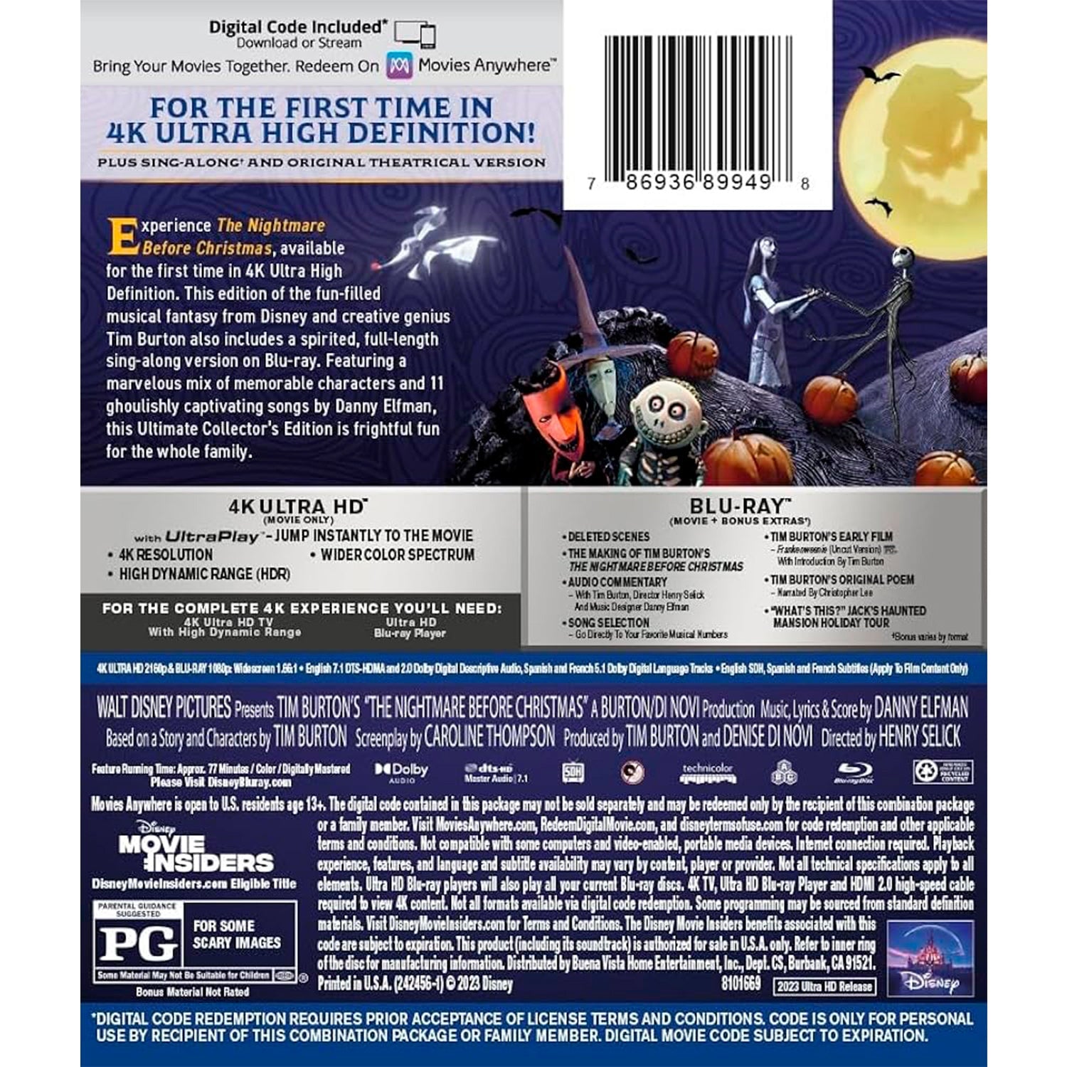 Кошмар перед Рождеством (1993) (англ. язык) (4K UHD + Blu-ray)