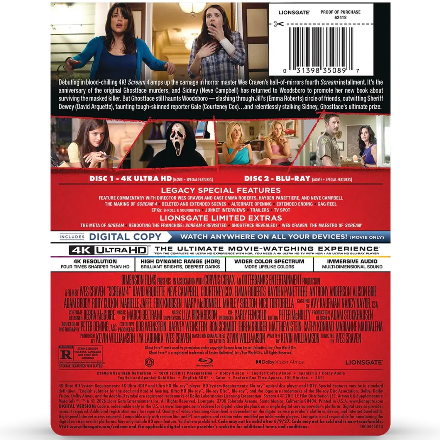 Крик 4 (2011) (англ. язык) (4K UHD + Blu-ray) Steelbook