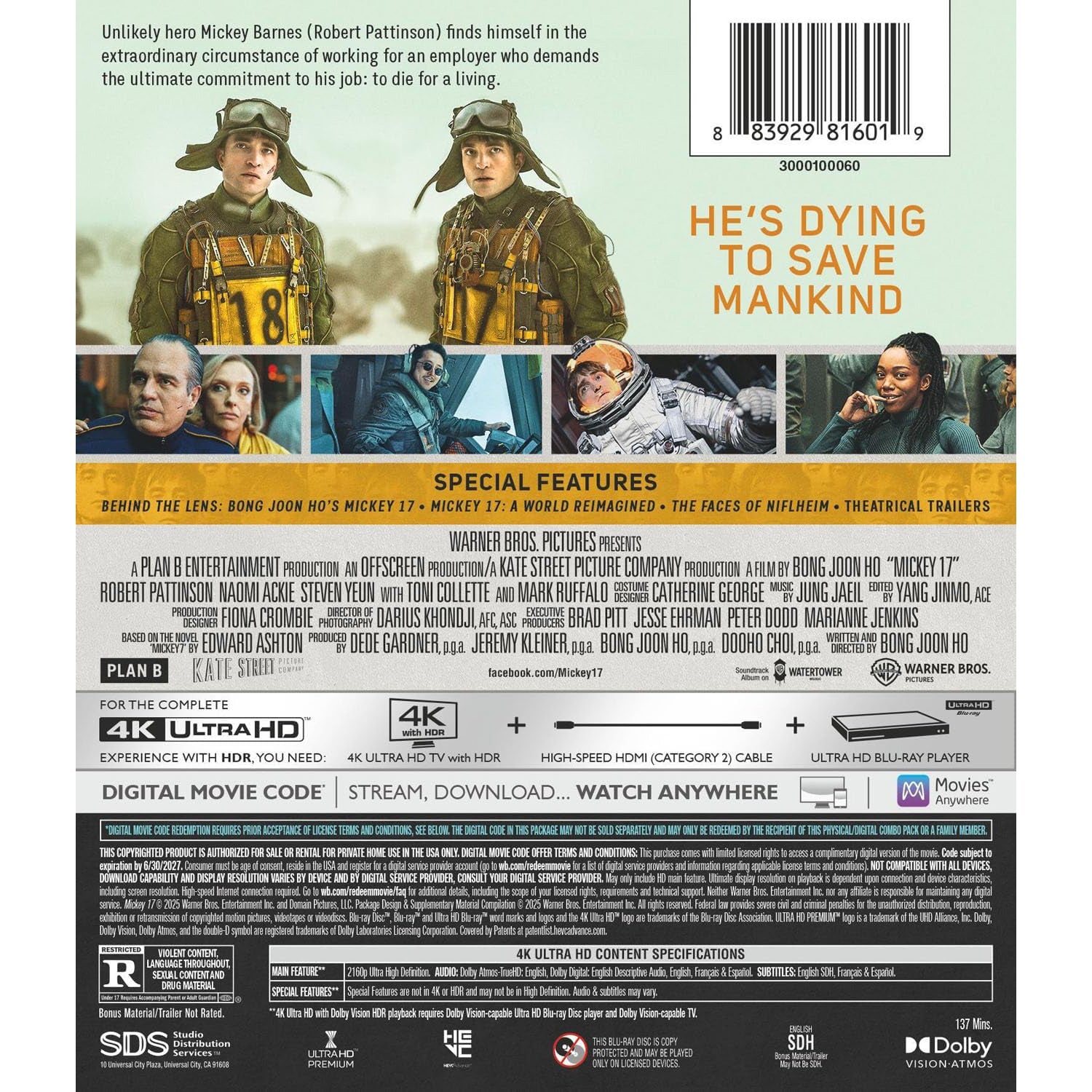 Микки 17 (2025) (англ. язык) (4K UHD Blu-ray)