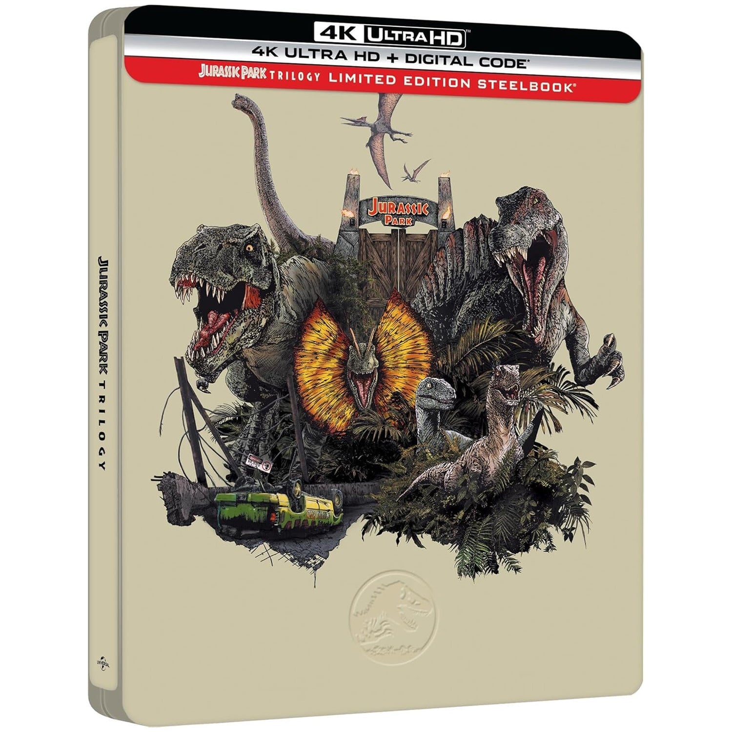 Парк Юрского периода: Трилогия (1993-2001) (англ. язык) (4K UHD Blu-ray) Steelbook