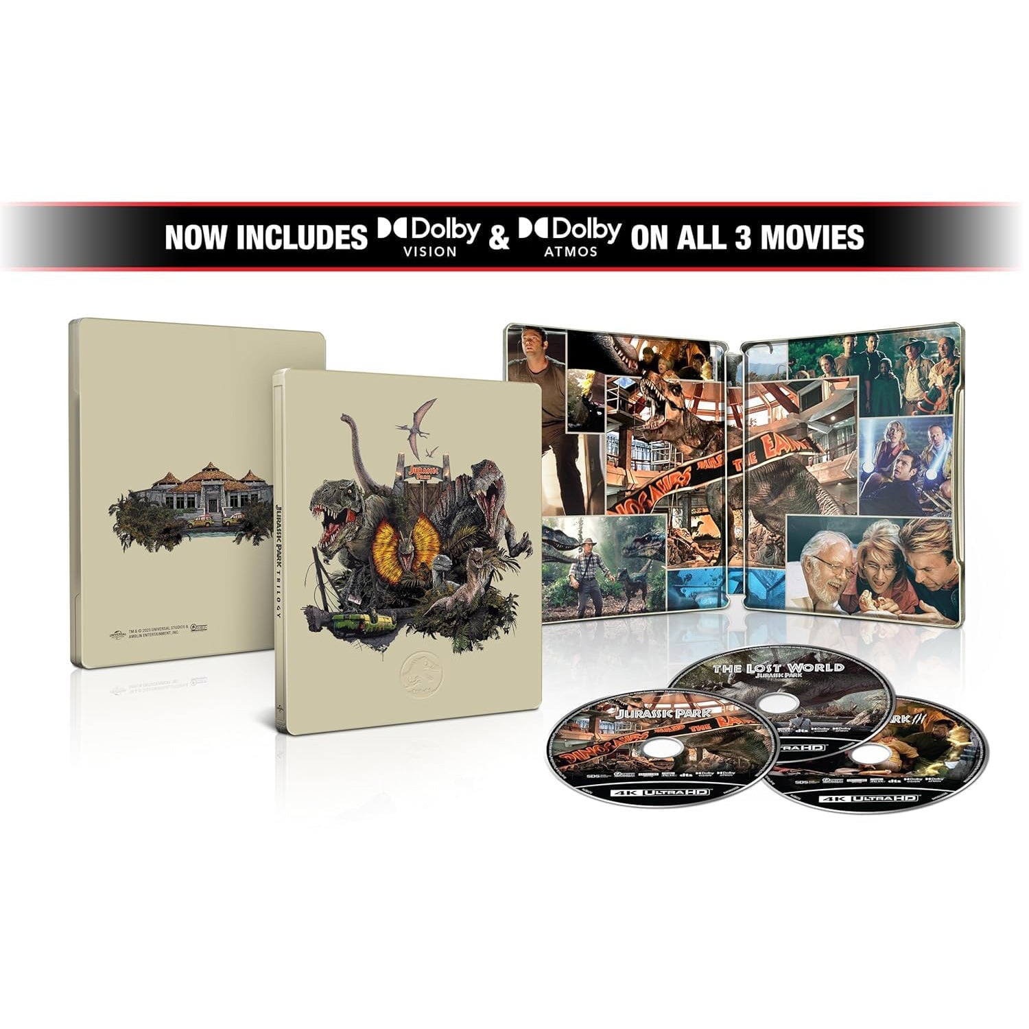 Парк Юрского периода: Трилогия (1993-2001) (англ. язык) (4K UHD Blu-ray) Steelbook