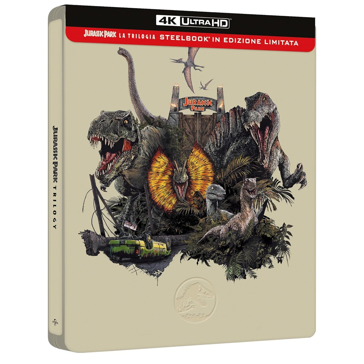 Парк Юрского периода: Трилогия (1993-2001) (англ. язык) (4K UHD Blu-ray) Steelbook