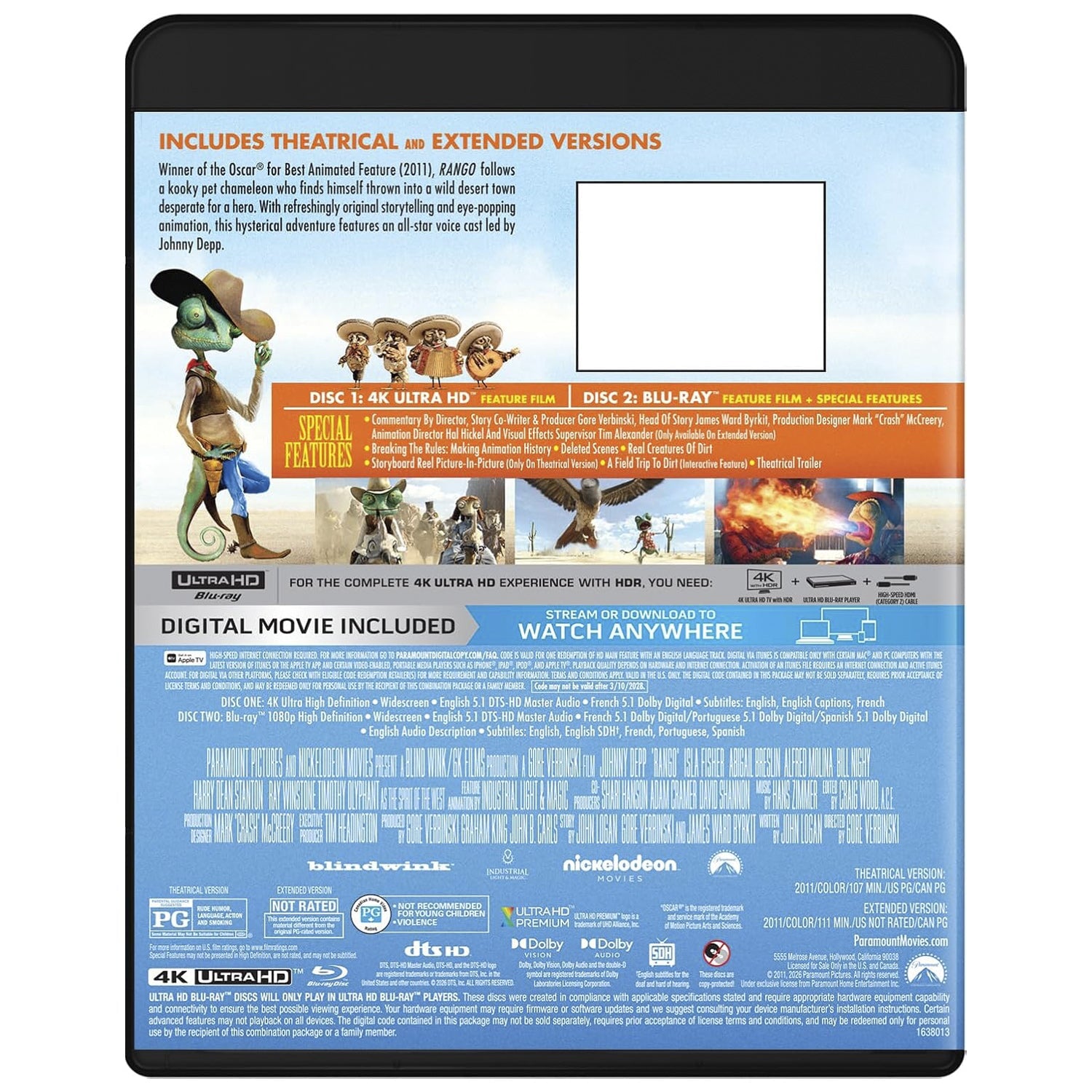 Ранго (2011) (англ. язык) (4K UHD + Blu-ray)