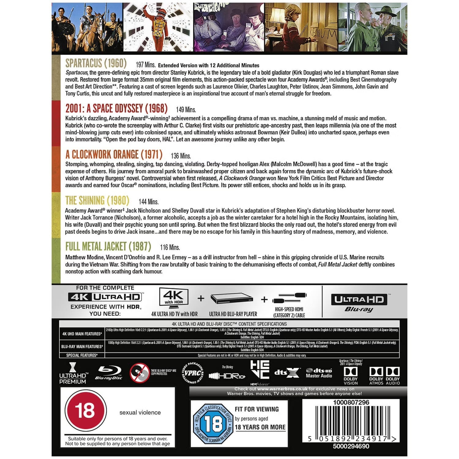 Стэнли Кубрик: Коллекция 5 фильмов (4K UHD + Blu-ray)