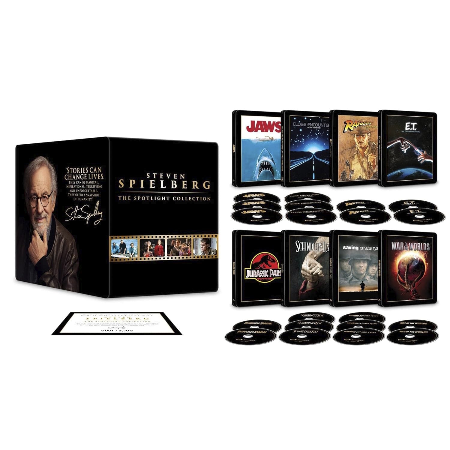 Стивен Спилберг: Коллекция 8 главных фильмов (4K UHD + Blu-ray) Steelbook Library Case