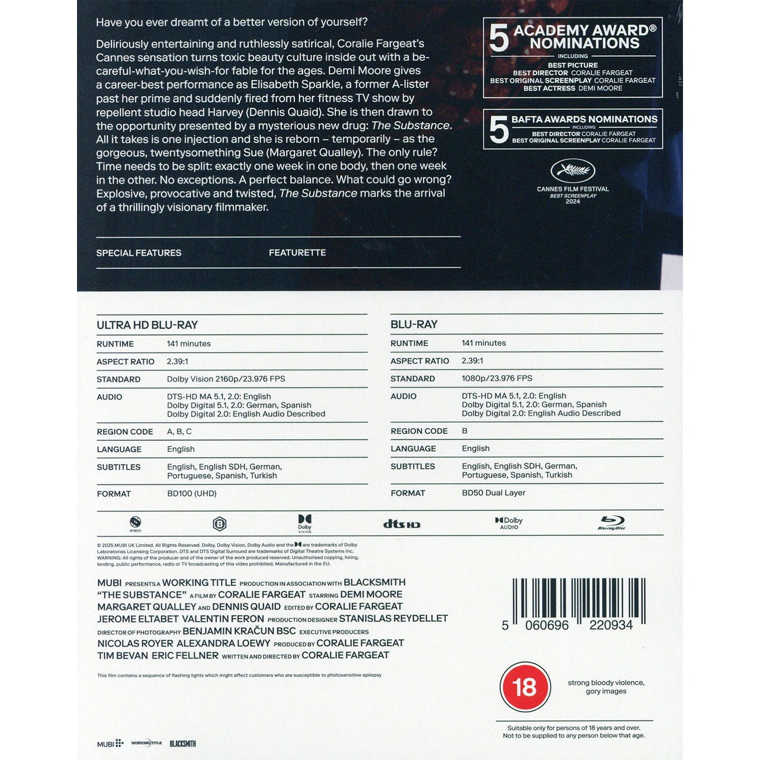 Субстанция (2024) (англ. язык) (4K UHD + Blu-ray)