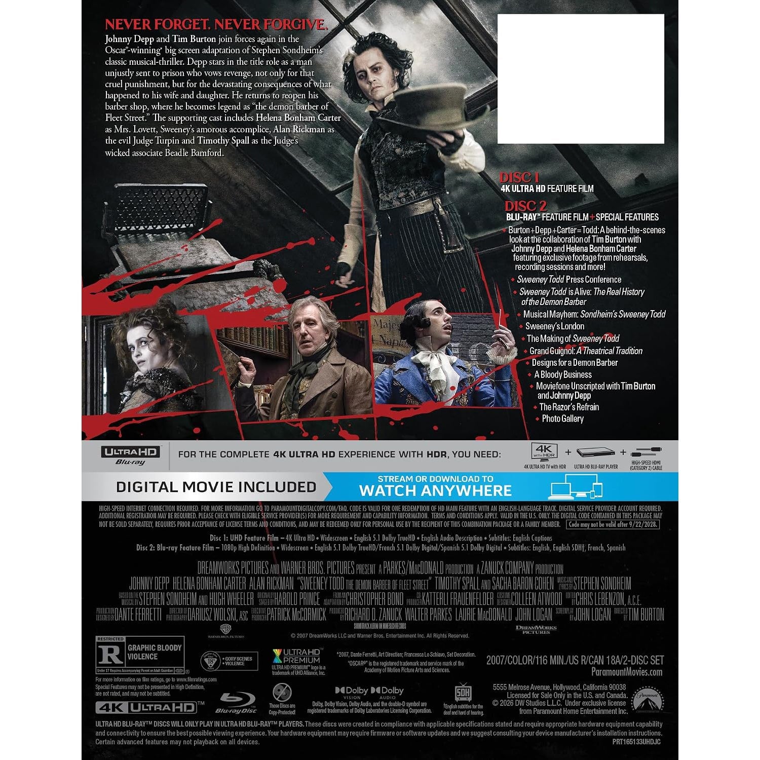 Суини Тодд, демон-парикмахер с Флит-стрит (2007) (англ. язык) (4K UHD + Blu-ray) Steelbook