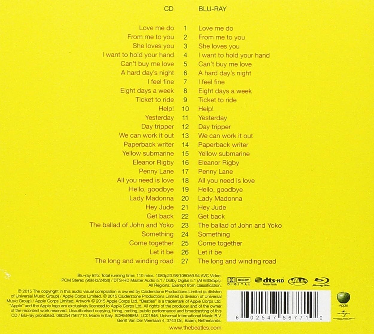 The Beatles: 1 (1962-1970) (Blu-ray + CD) DigiPack