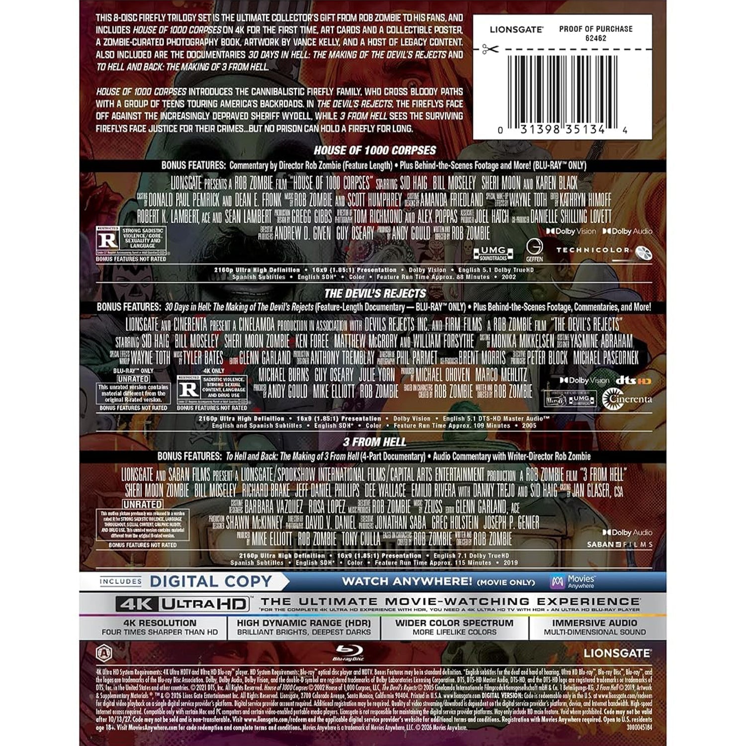 Трилогия «Firefly» Роба Зомби (2002-2019) (англ. язык) (4K UHD + Blu-ray) Exclusive Collector's Edition