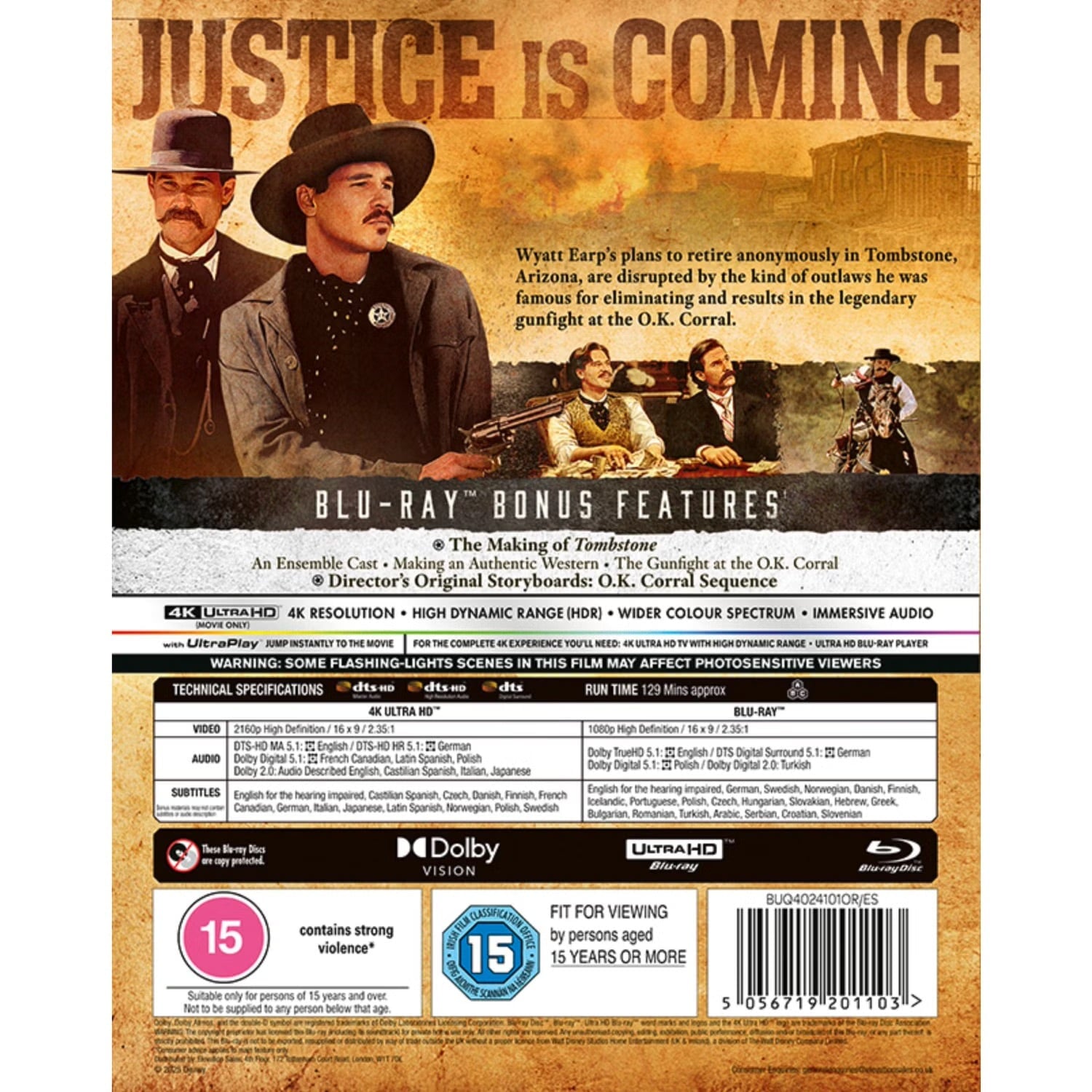 Тумстоун: Легенда дикого запада (1993) (англ. язык) (4K UHD + Blu-ray)