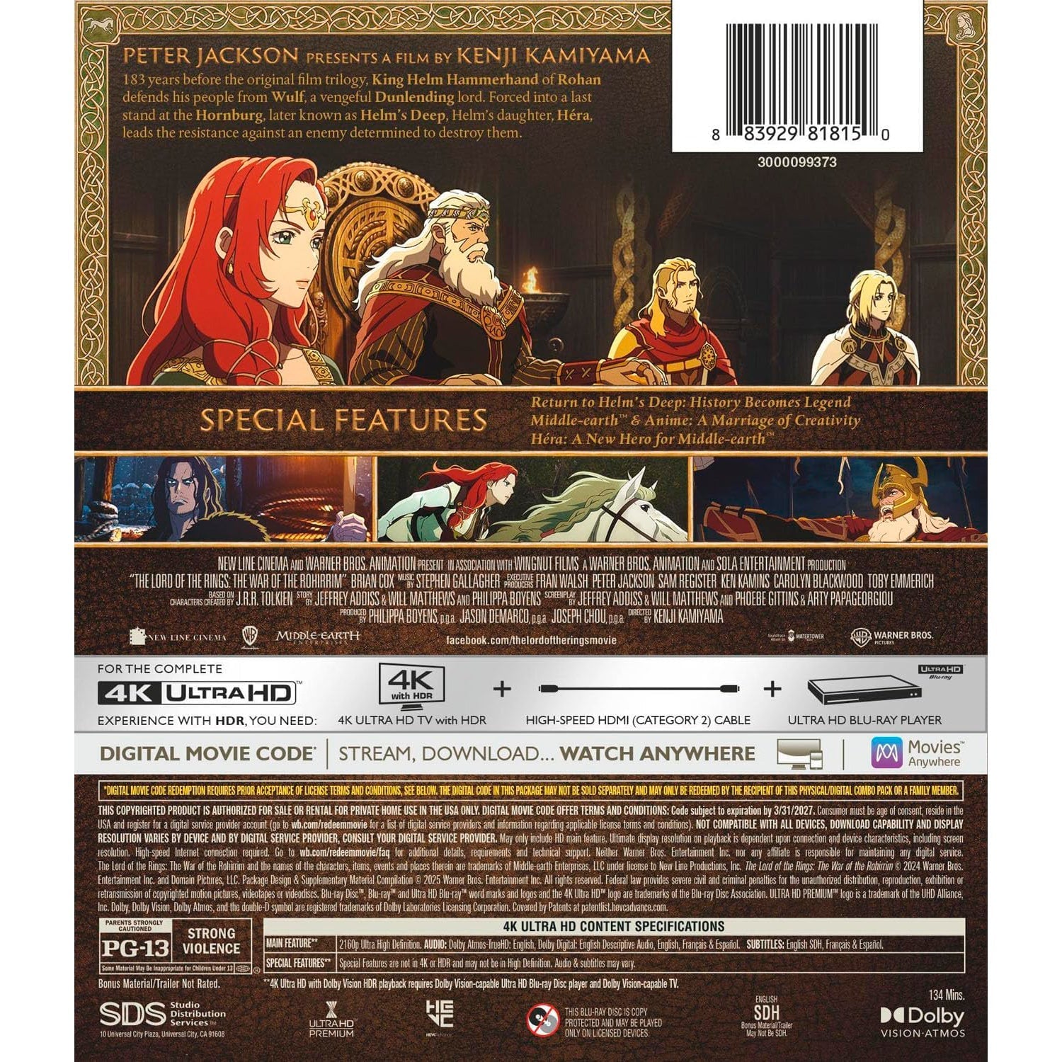 Властелин колец: Война рохирримов (2024) (англ. язык) (4K UHD Blu-ray)