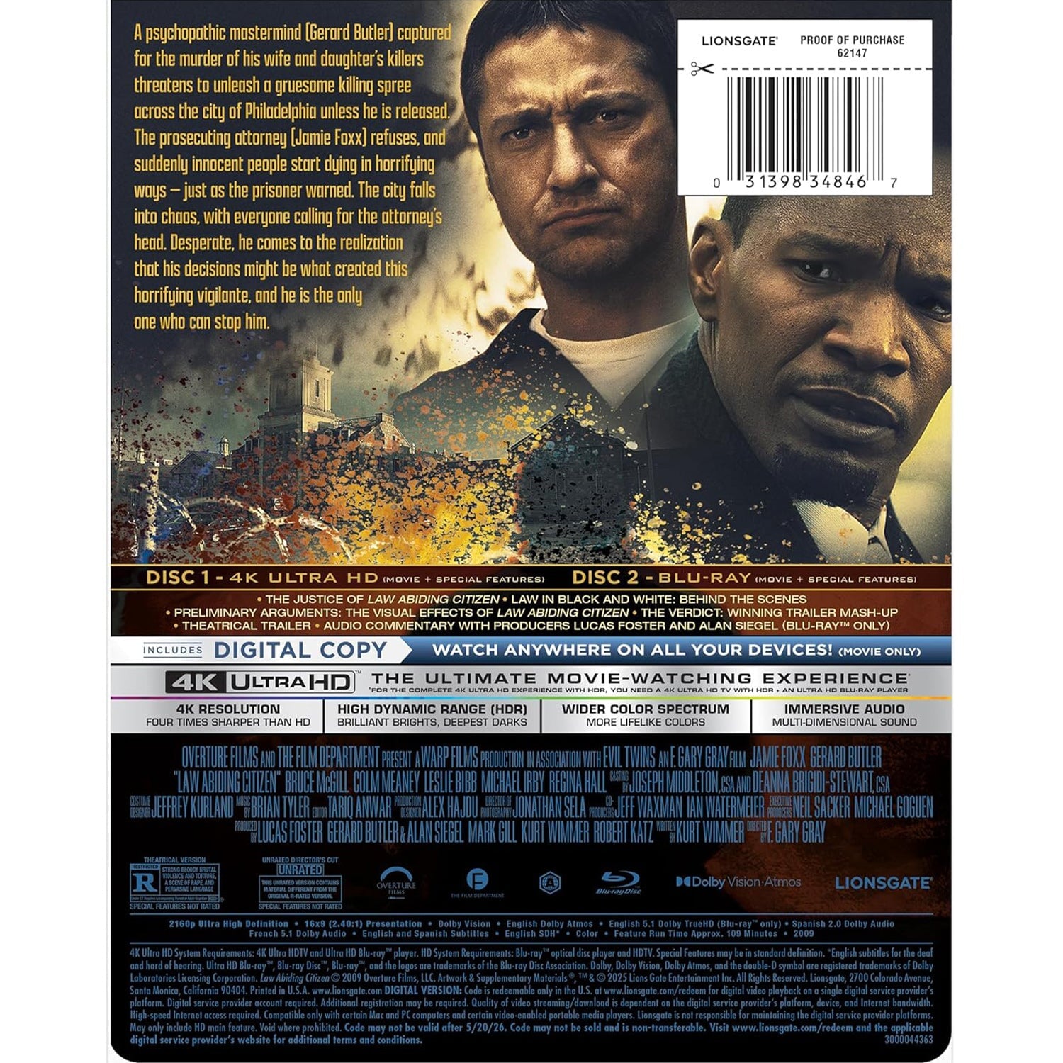 Законопослушный гражданин (2009) (англ. язык) (4K UHD + Blu-ray) Steelbook