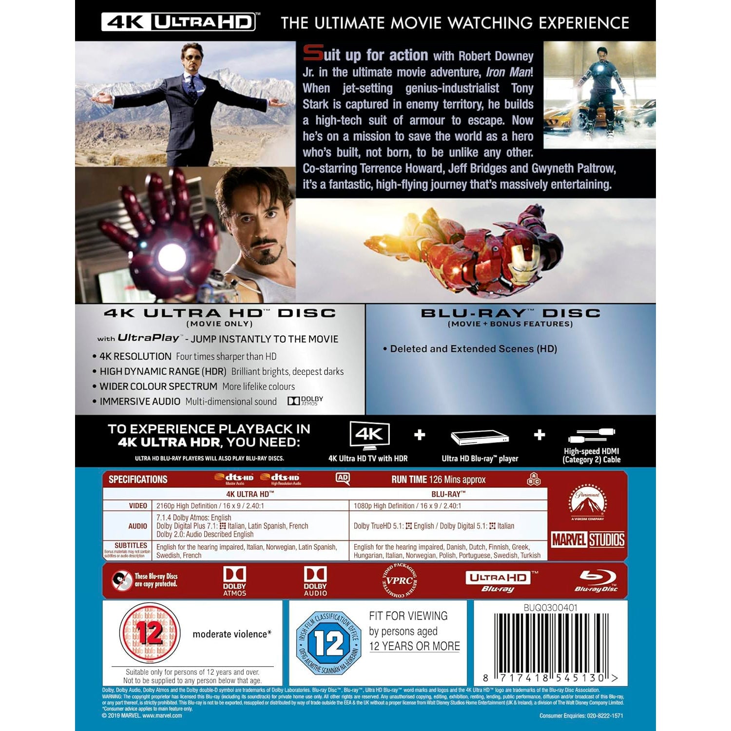 Железный человек (2008) (англ. язык) (4K UHD + Blu-ray)