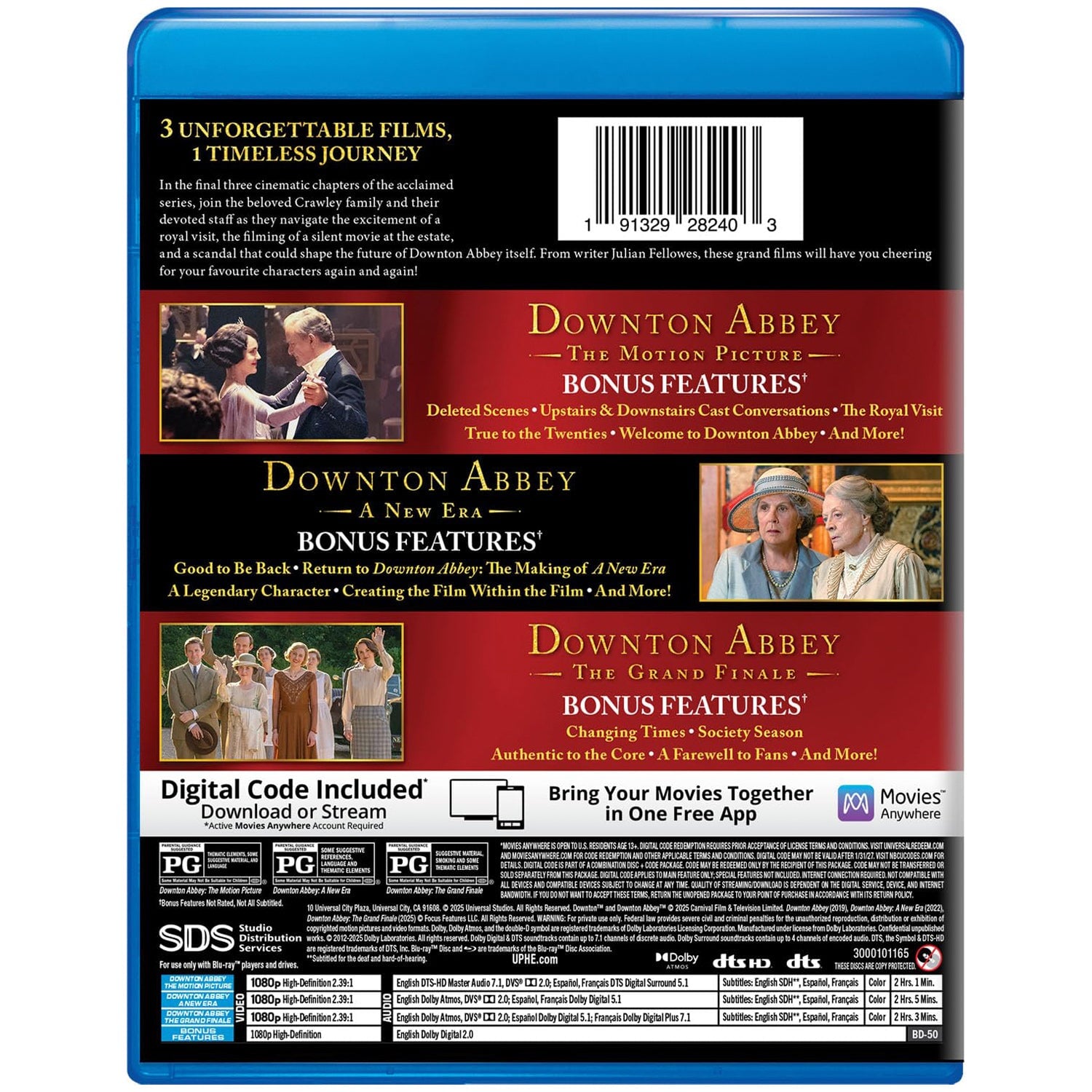Аббатство Даунтон: Коллекция 3 фильмов (2019-2025) (англ. язык) (3 Blu-ray)