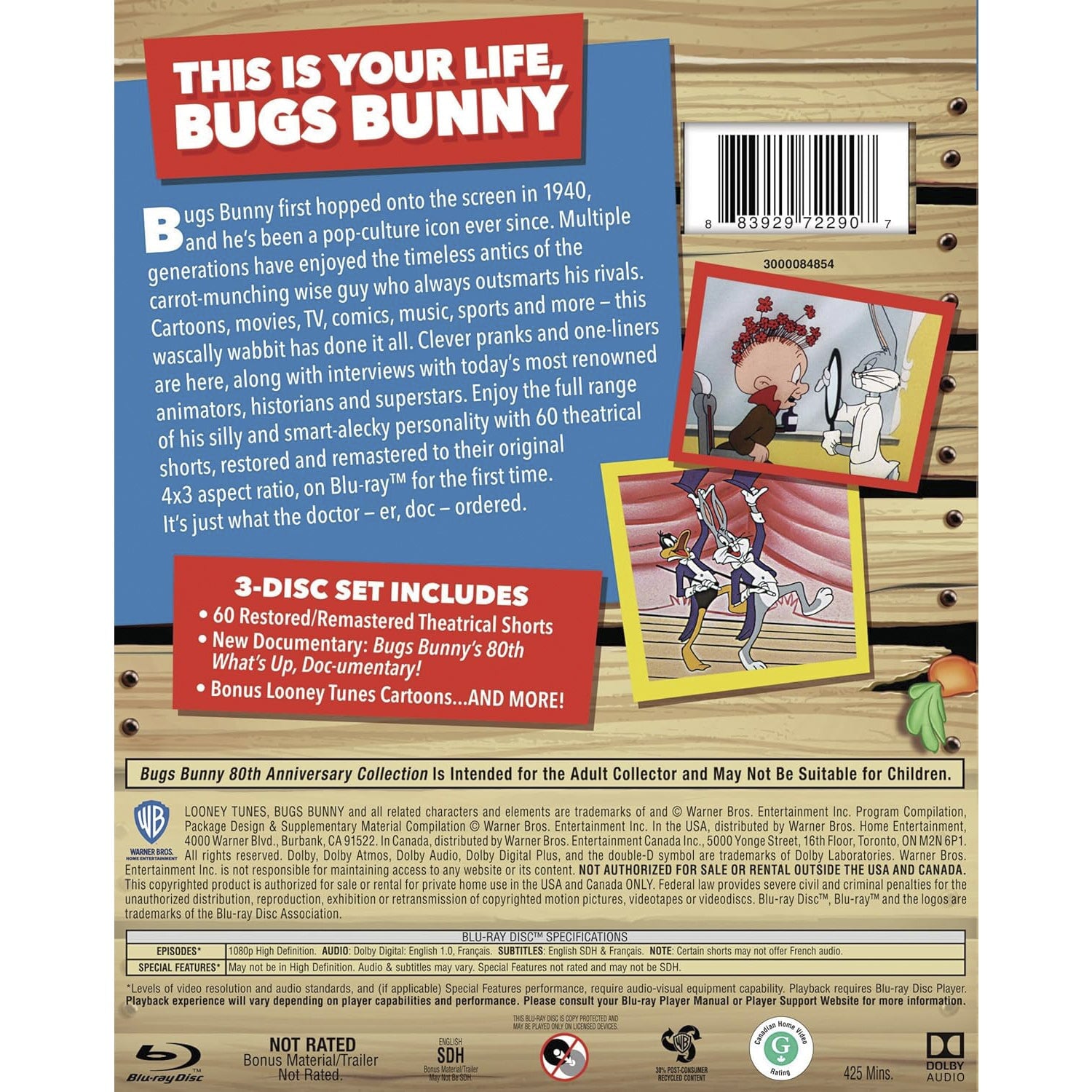 Багс Банни: Коллекция к 80-летию (1940-1991) (англ. язык) (3 Blu-ray)
