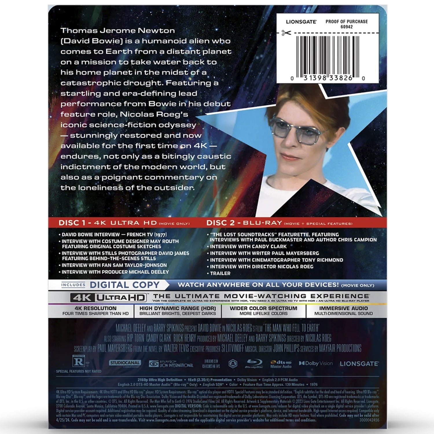 Человек, который упал на Землю (1976) (англ. язык) (4K UHD + Blu-ray) Steelbook