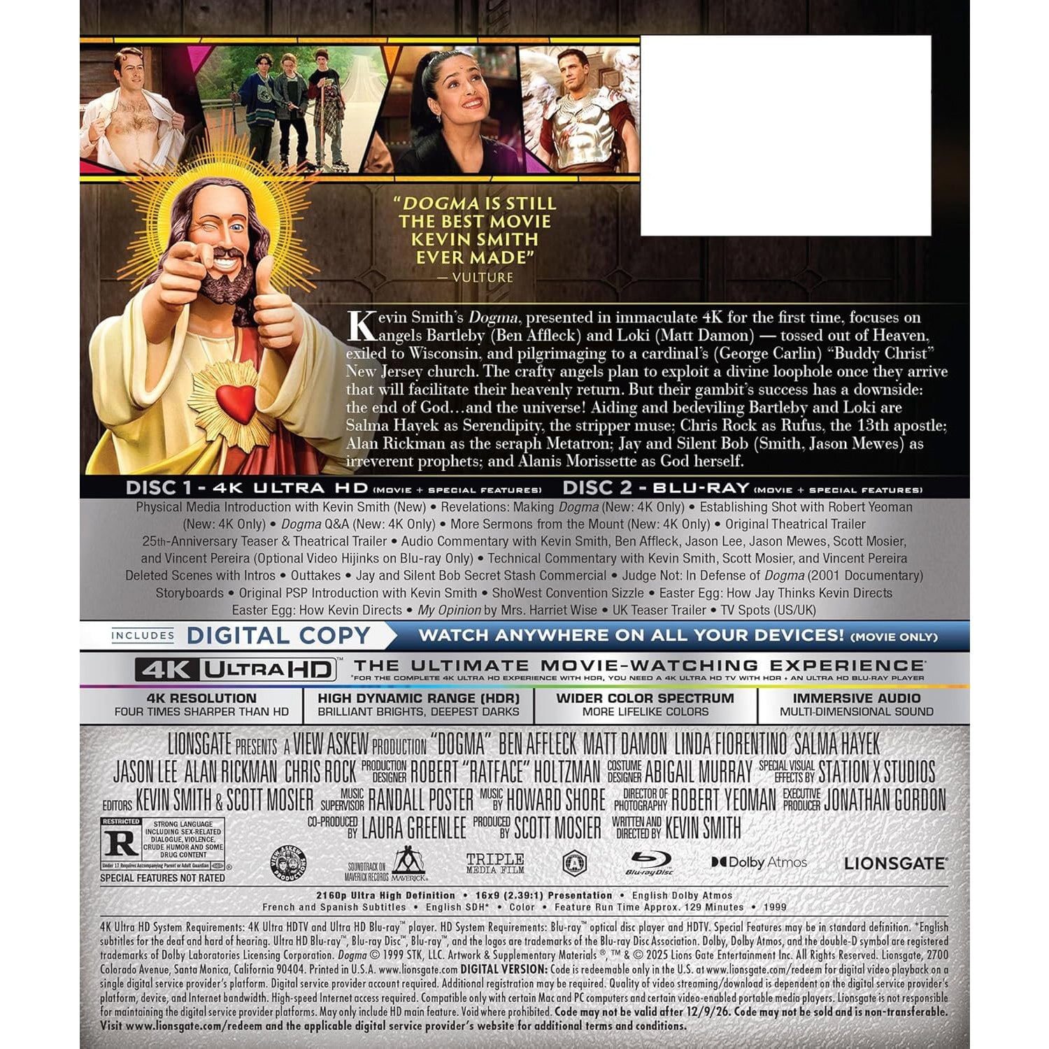 Догма (1999) (англ. язык) (4K UHD + Blu-ray) [25th Anniversary]