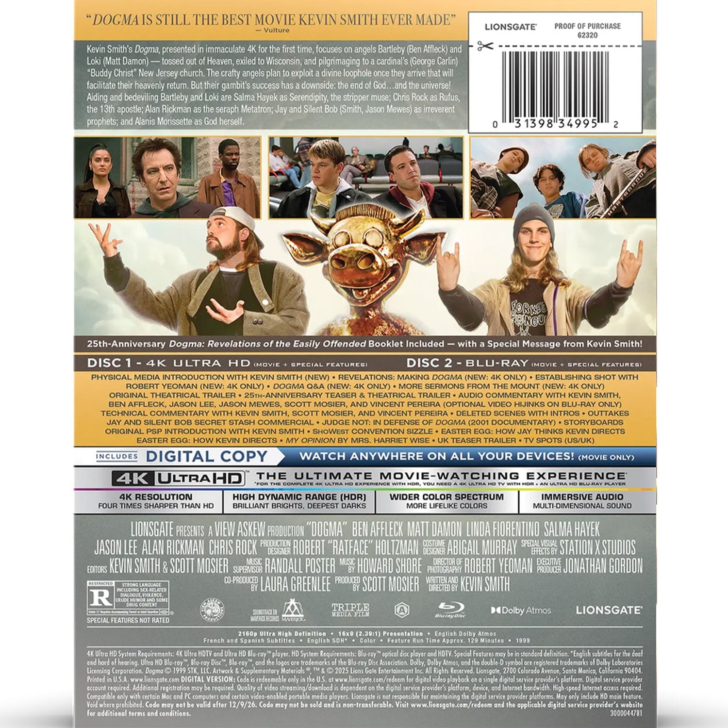 Догма (1999) (англ. язык) (4K UHD + Blu-ray) Steelbook [25th Anniversary]