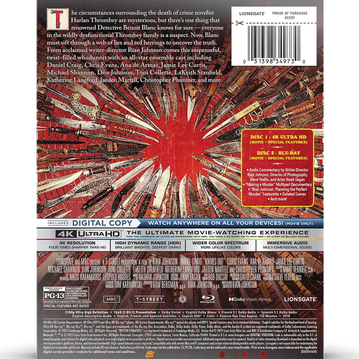 Достать ножи (2019) (англ. язык) (4K UHD + Blu-ray) Steelbook