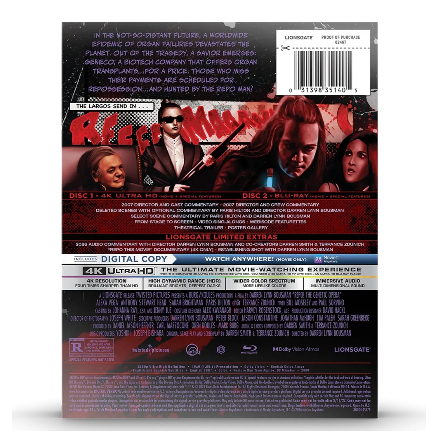 Генетическая опера (2008) (англ. язык) (4K UHD + Blu-ray) Steelbook