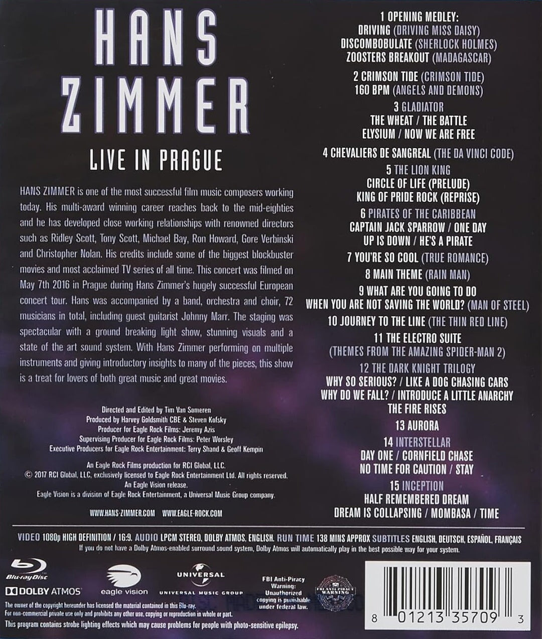 Hans Zimmer: Live in Prague (2016) (Blu-ray)