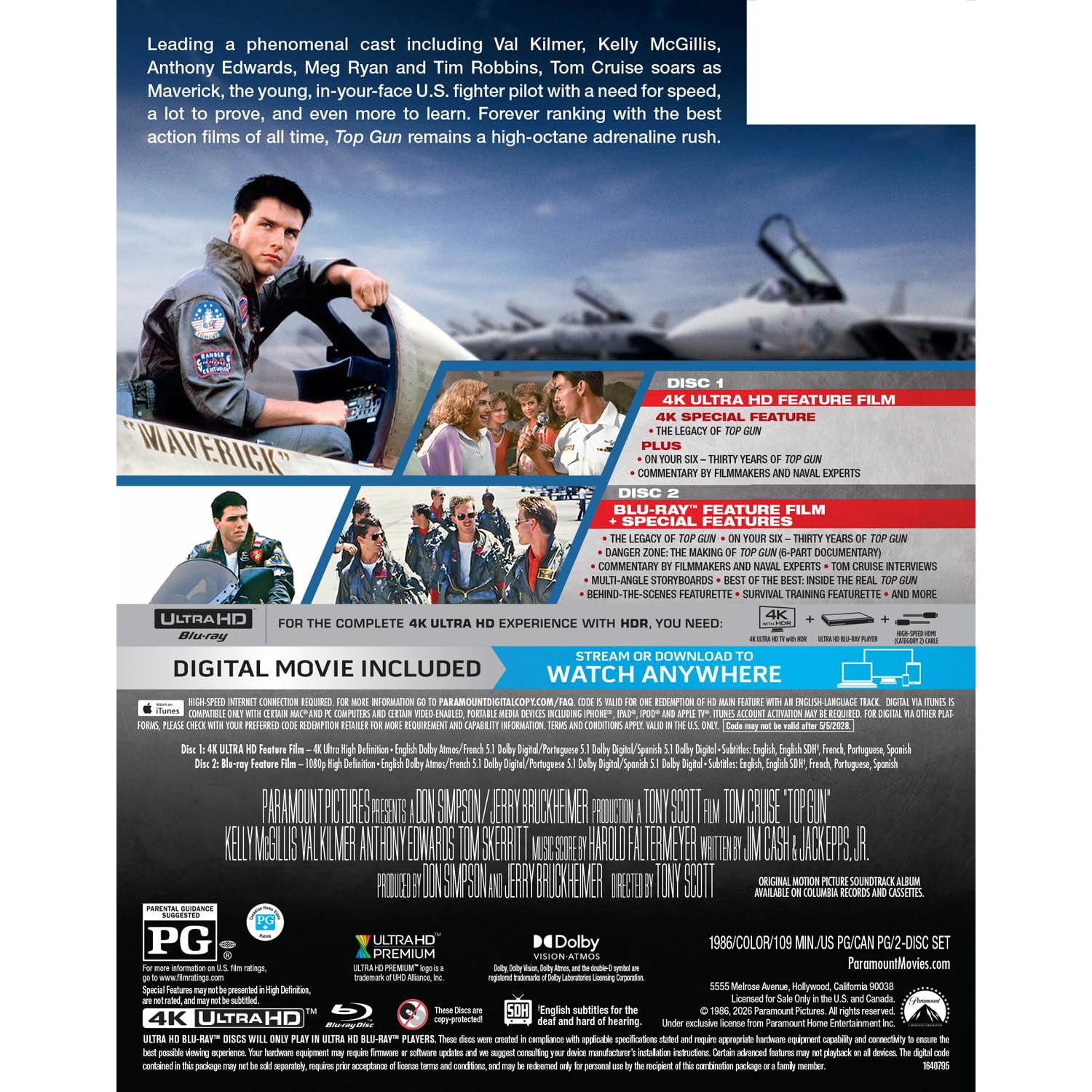 Найкращий стрілець (Топ Ган) (1986) (4K UHD + Blu-ray) Steelbook [40th Anniversary]