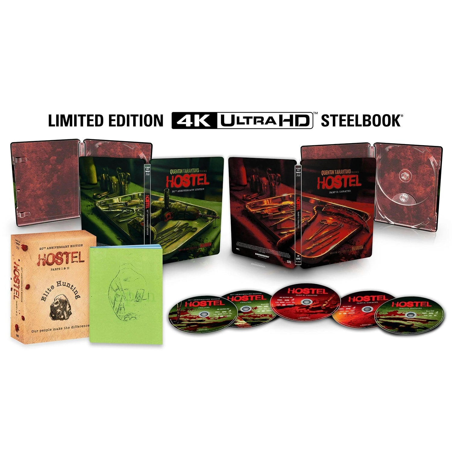 Хостел / Хостел 2 (2005-2007) (англ. язык) (2 4K UHD + 3 Blu-ray) Limited Edition Steelbook Collection [20th Anniversary]