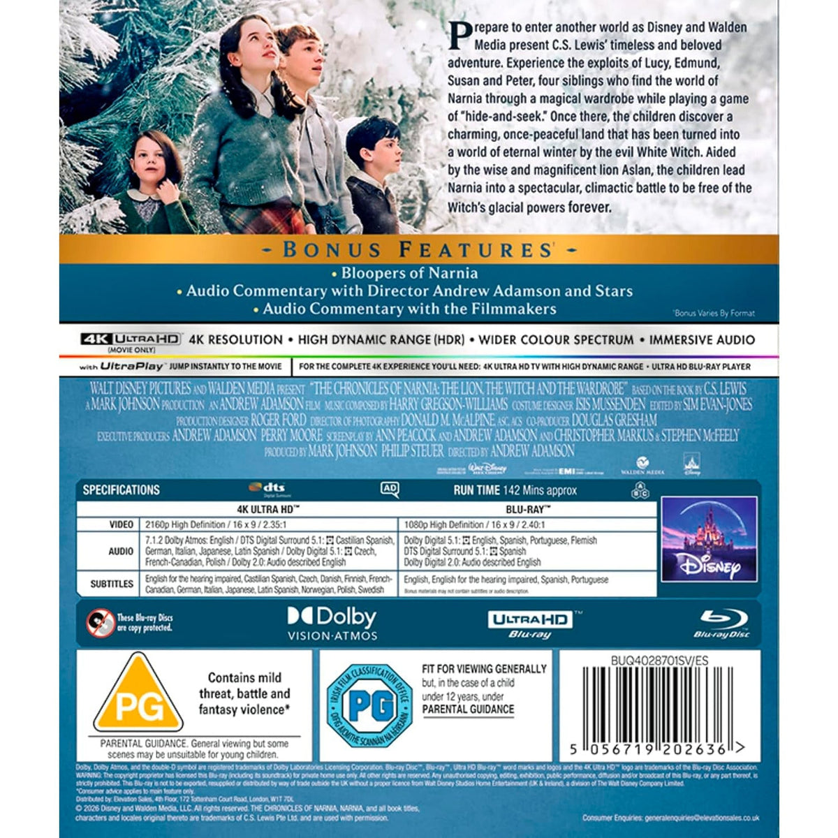 Хроники Нарнии: Лев, колдунья и волшебный шкаф (2005) (англ. язык) (4K UHD + Blu-ray)