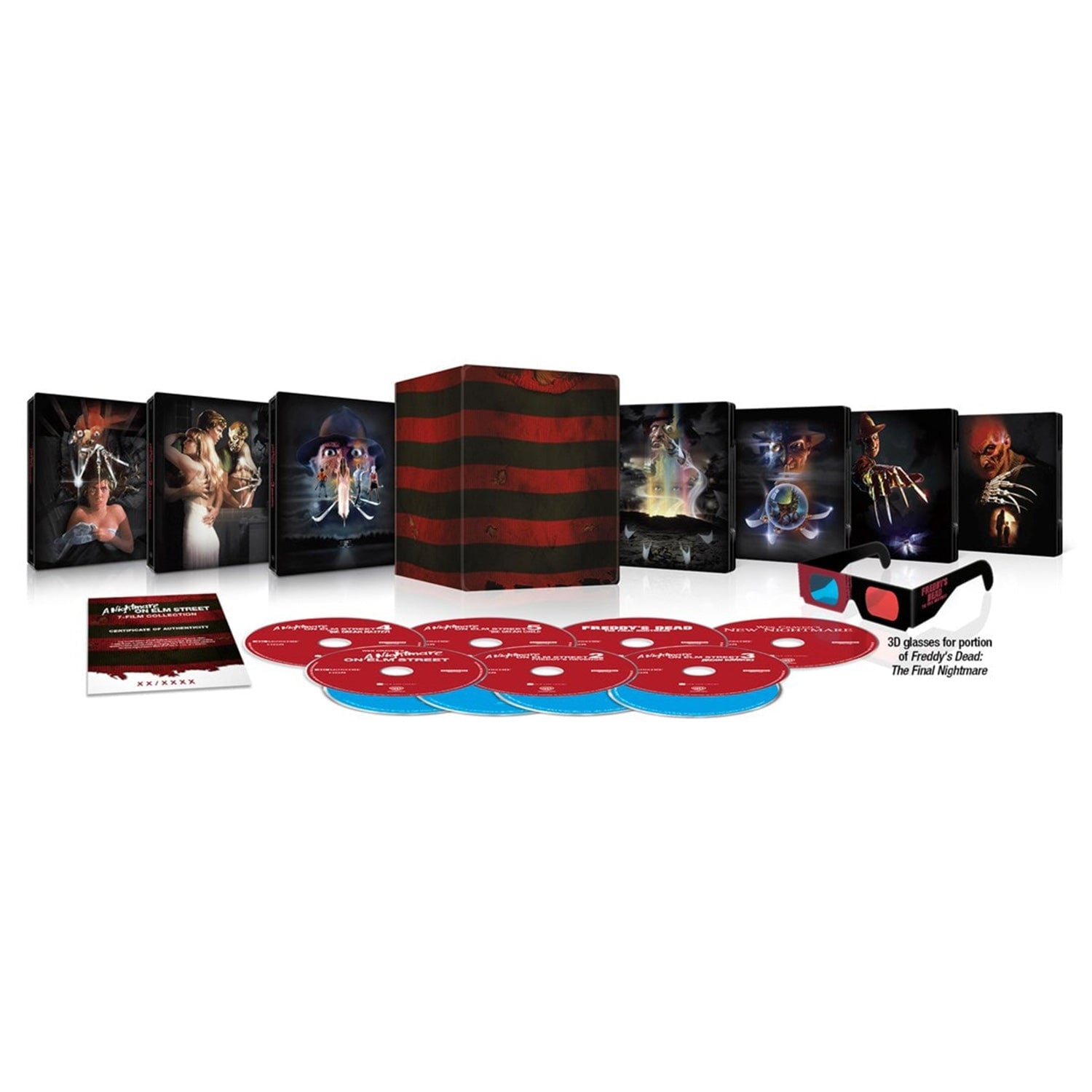 Кошмар на улице Вязов: Коллекция фильмов 1-7 (1984-1994) (англ. язык) (4K UHD + Blu-ray) Steelbook Library Case Collection [Includes 3D Glasses]