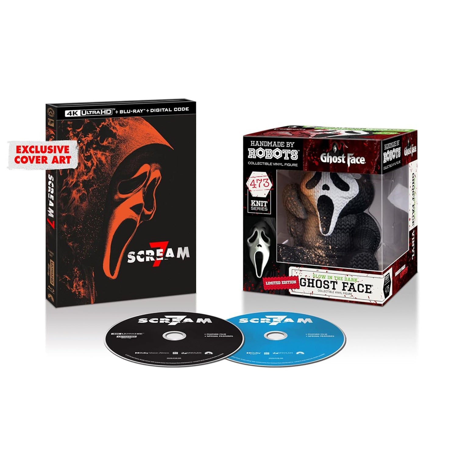 Крик 7 (2026) (англ. язык) (4K UHD + Blu-ray) Exclusive Collector's Edition with Handmade by Robots Ghostface Vinyl Figure