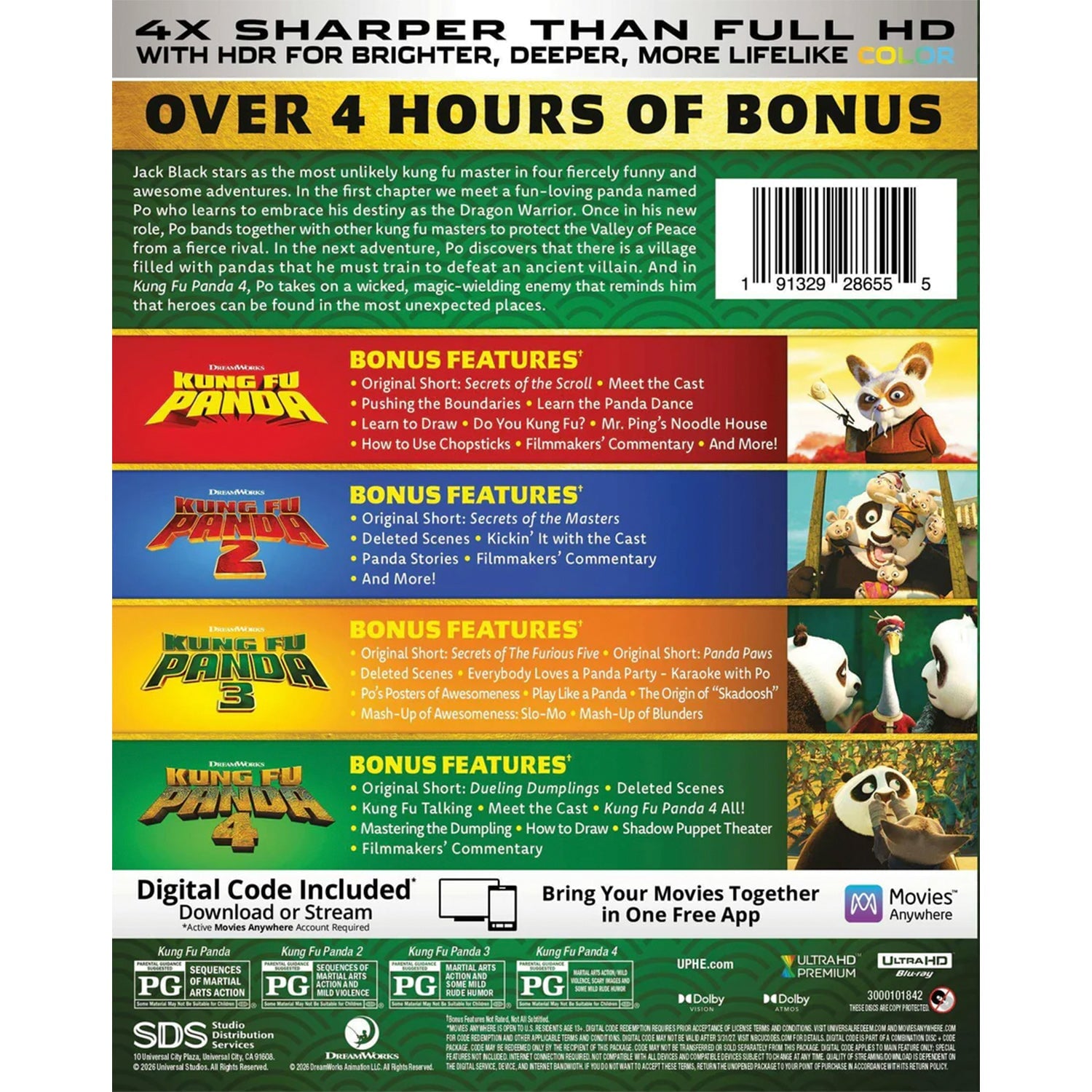 Кунг-фу Панда 1-4 (2008-2024) (англ. язык) (4K UHD)