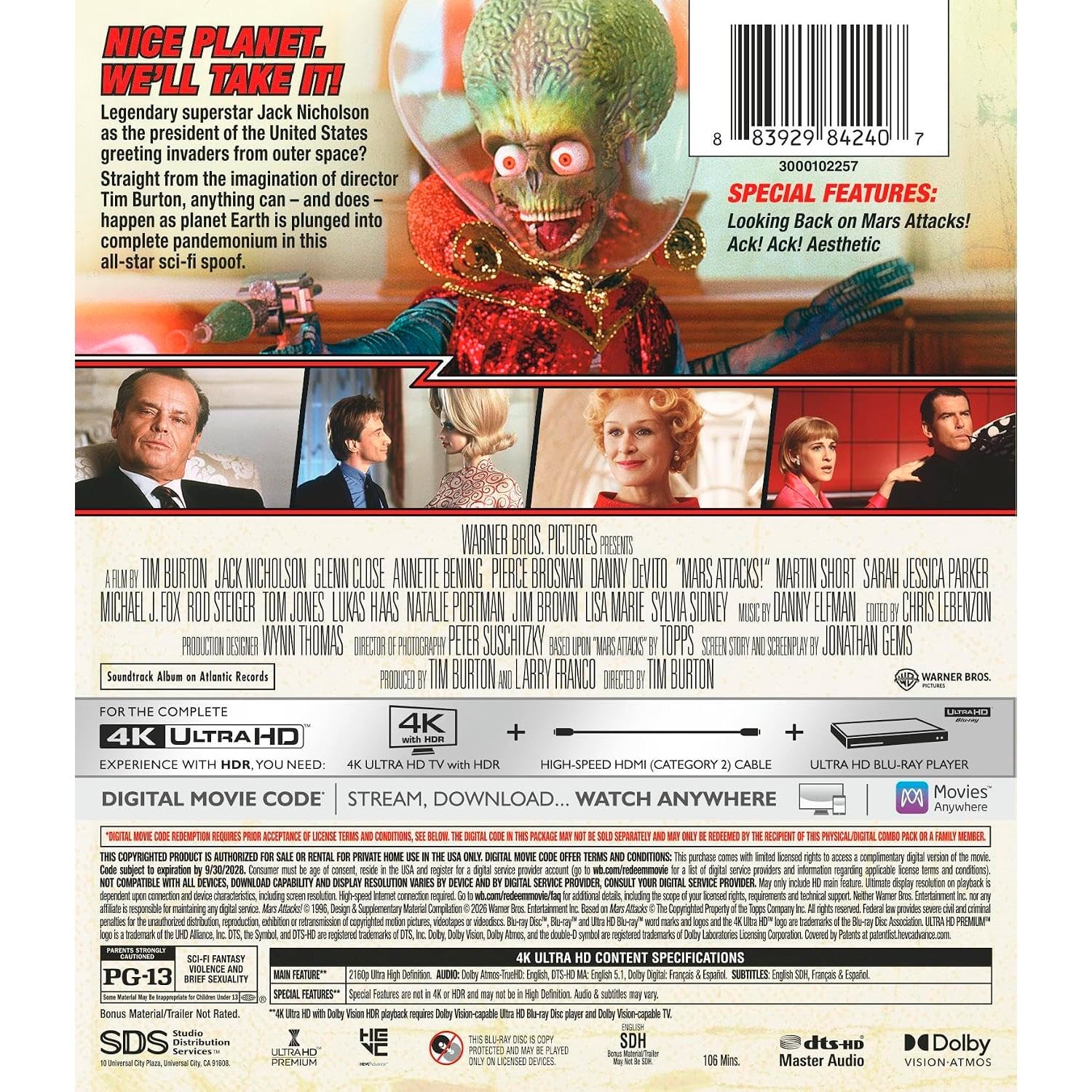 Марс атакует! (1996) (англ. язык) (4K UHD Blu-ray) [30th Anniversary]