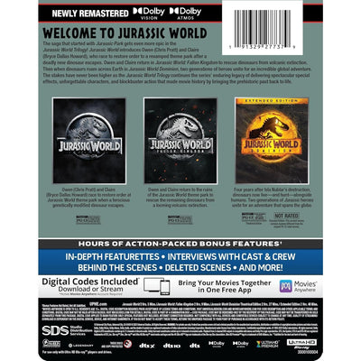 Мир Юрского периода: Трилогия (2015-2022) (англ. язык) (4K UHD Blu-ray) Steelbook