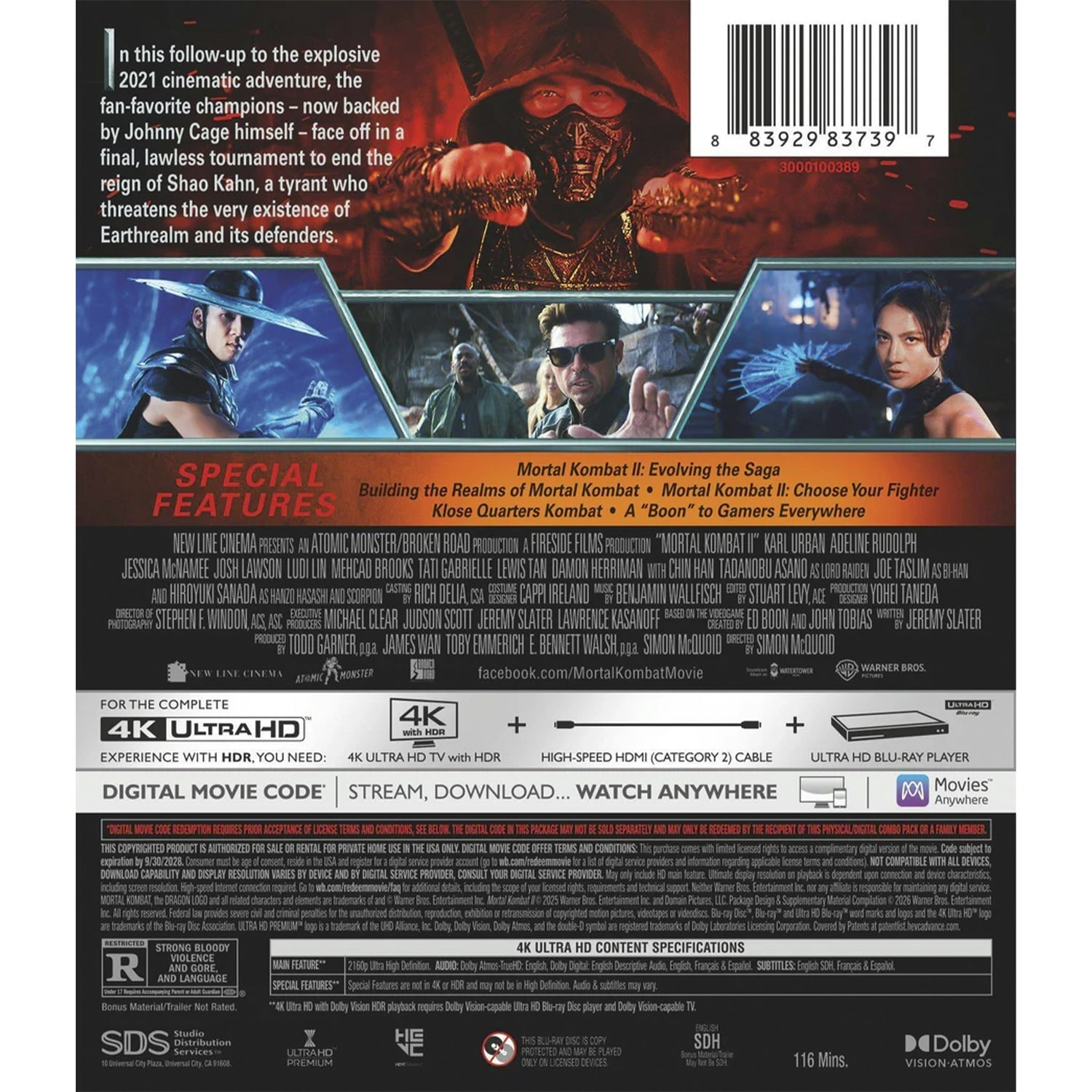 Мортал Комбат 2 (2026) (англ. язык) (4K UHD Blu-ray)