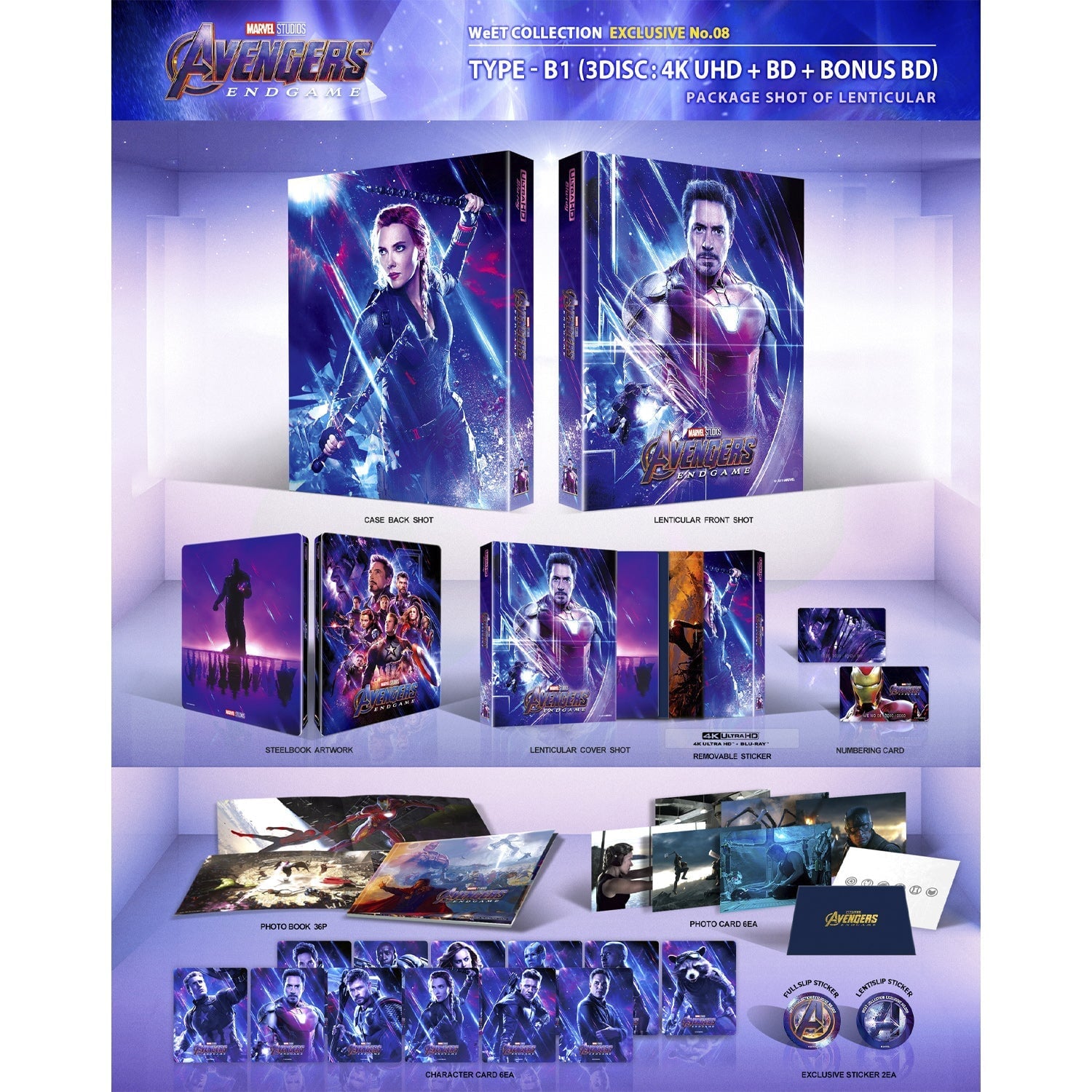 Мстители: Финал (англ. язык) (4K UHD + Blu-ray) Steelbook Lenticular Fullslip B1 [Weet Collection No.08]