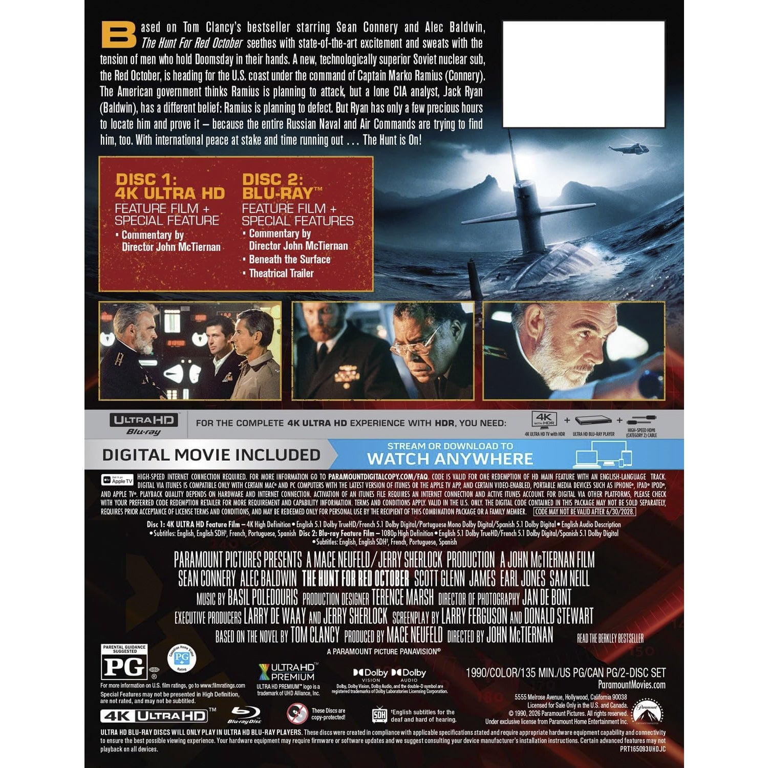 Охота за «Красным Октябрем» (1990) (англ. язык) (4K UHD + Blu-ray) Steelbook