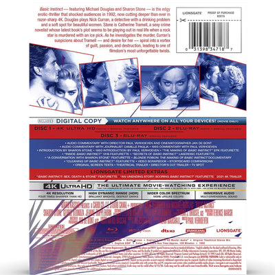Основной инстинкт (1992) [Unrated Director's Cut] (англ. язык) (4K UHD + 2 Blu-ray) Steelbook