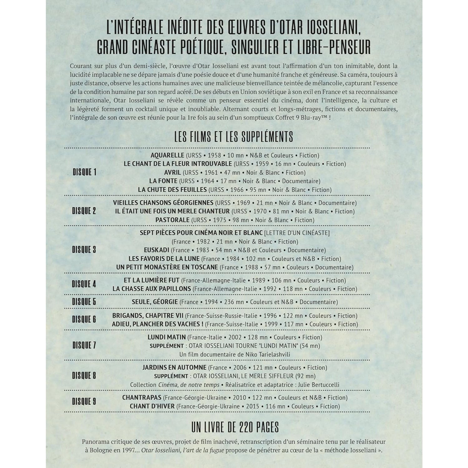Отар Иоселиани: Полная коллекция фильмов (1966-2015) (9 Blu-ray) + Буклет