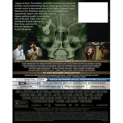 Пила 2 (2005) (англ. язык) (4K UHD + Blu-ray) Steelbook