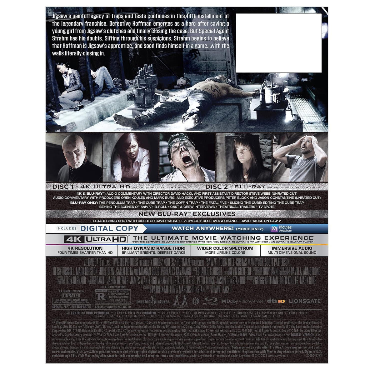 Пила 5 (2008) [Unrated] (англ. язык) (4K UHD + Blu-ray) Steelbook