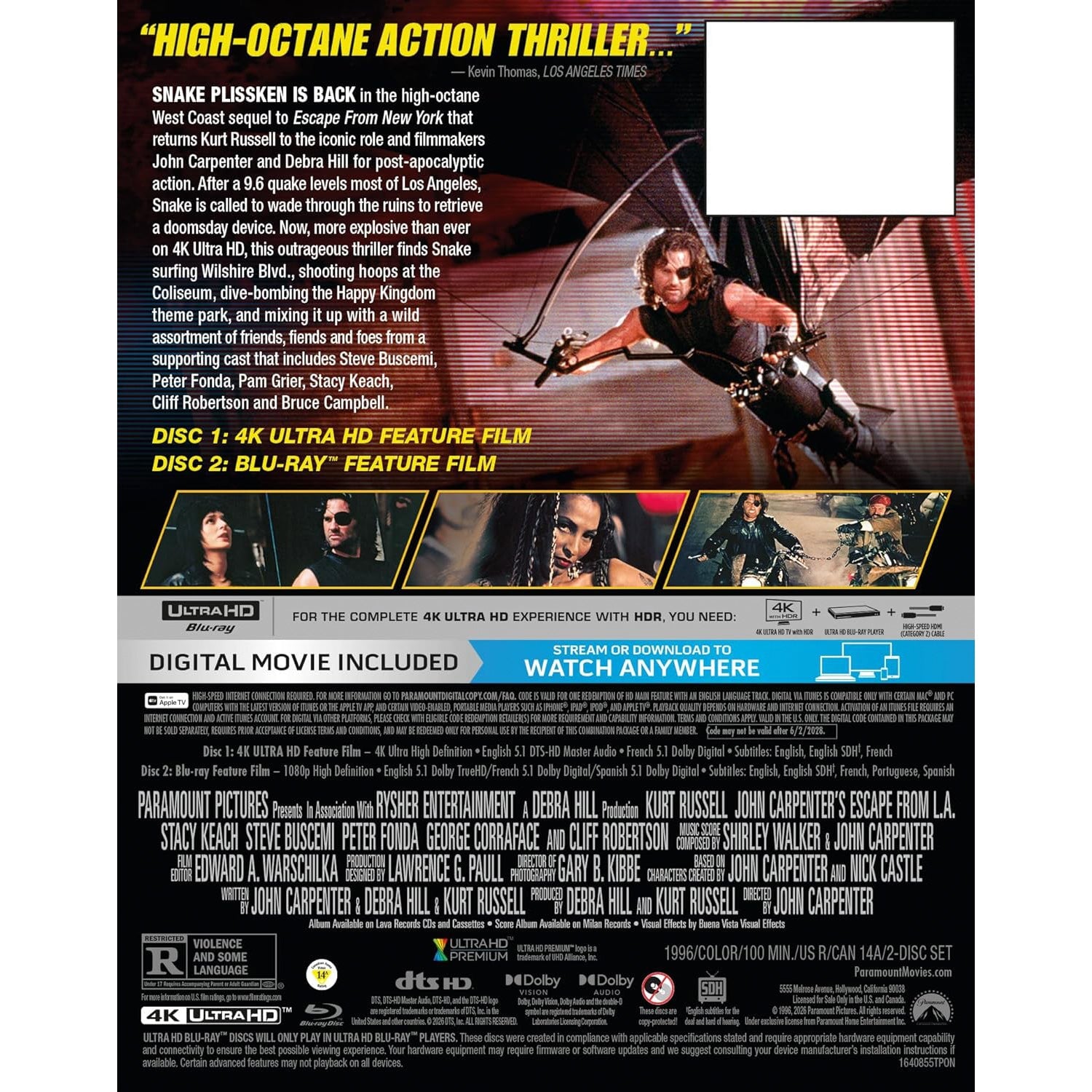 Побег из Лос-Анджелеса (1996) (англ. язык) (4K UHD + Blu-ray) Steelbook [30th Anniversary Limited Edition]