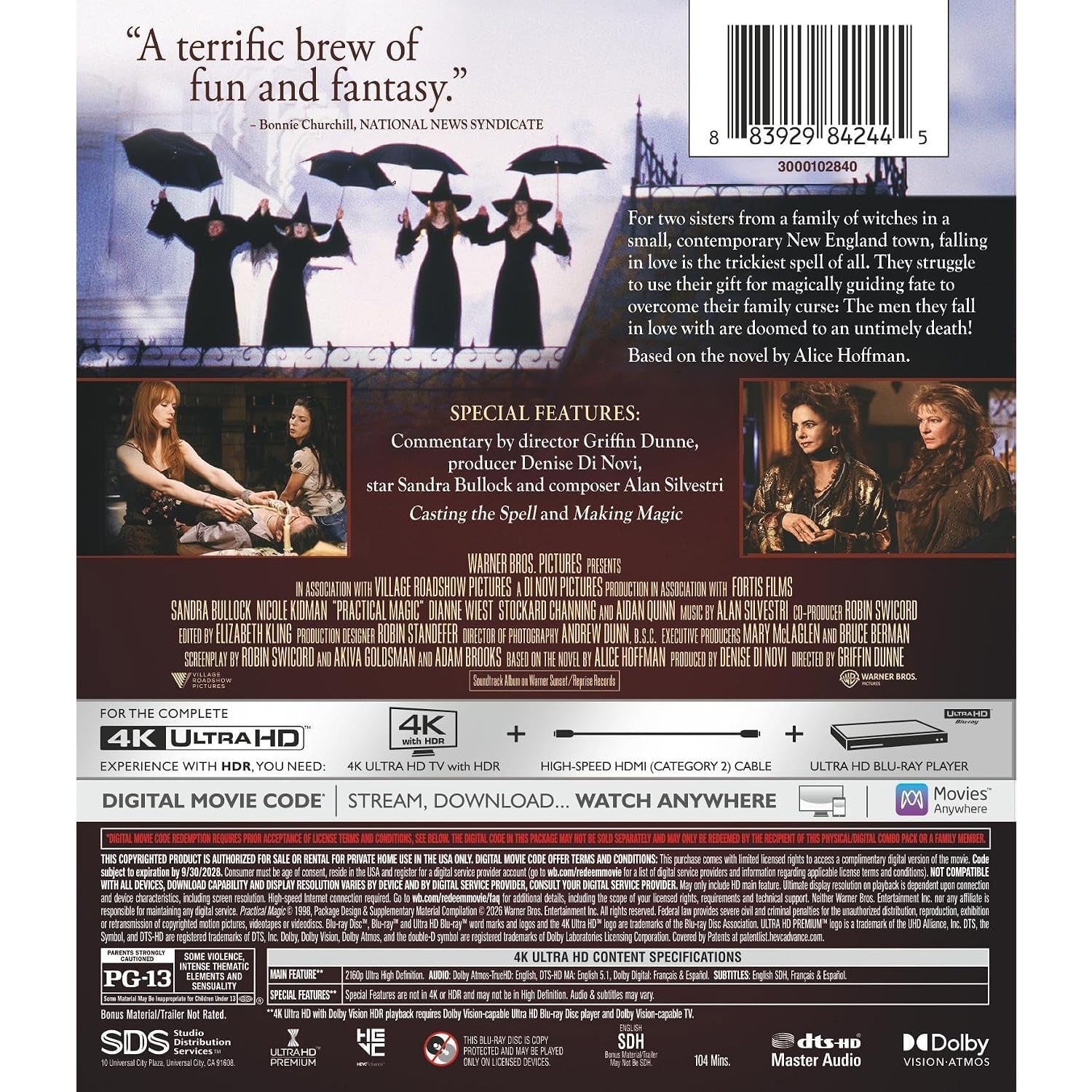 Практическая магия (1998) (англ. язык) (4K UHD) Steelbook