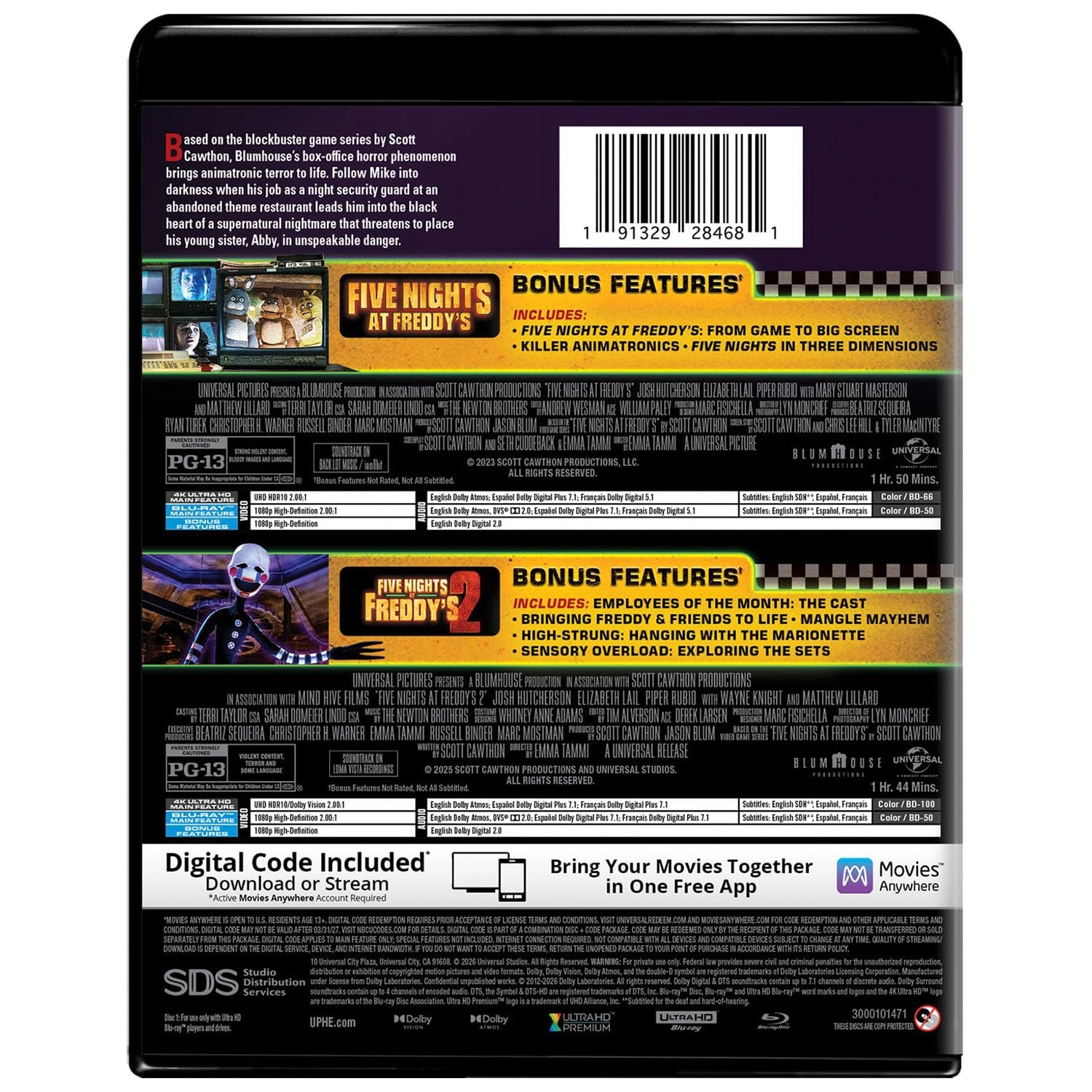 Пять ночей с Фредди 1-2 (2023-2025) (англ. язык) (4K UHD + Blu-ray)