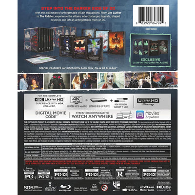 Суперзлодеи DC: Коллекция 6 фильмов (4K UHD + Blu-ray) Limited Edition Steelbook Library Case [Glow-in-the-Dark]