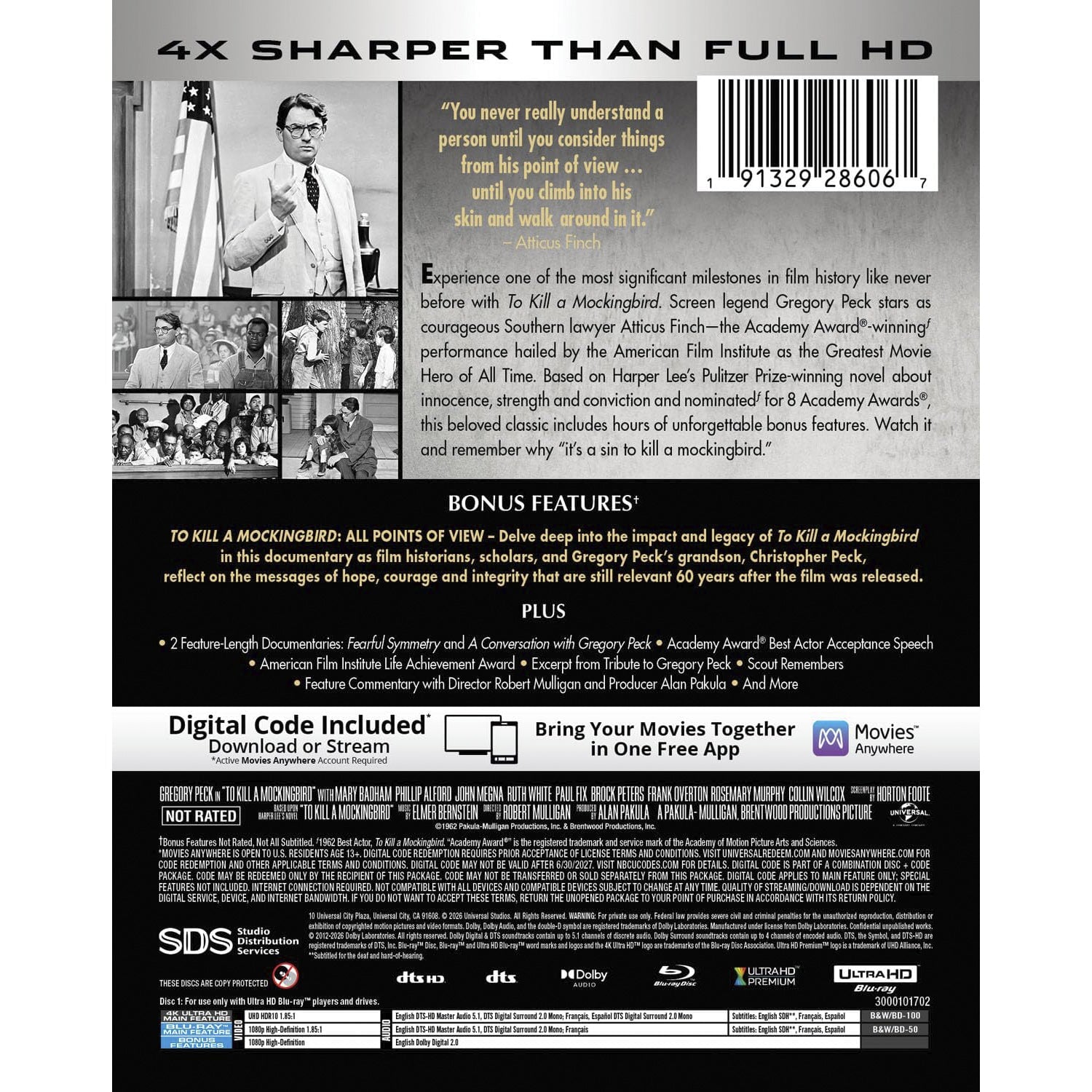 Убить пересмешника (1962) (англ. язык) (4K UHD + Blu-ray) Steelbook