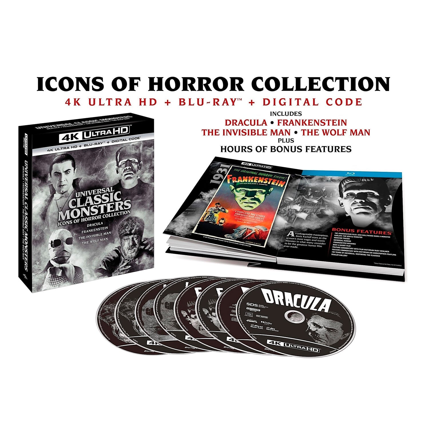 Universal Classic Monsters Icons of Horror Collection (англ. язык) (4K UHD + Blu-ray)